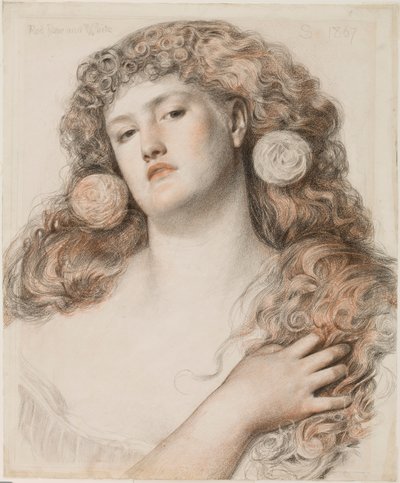 Rode Roos en Witte, 1867 door Anthony Frederick Augustus Sandys