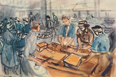 Hak- en schilwerk. Een A.T.S. kookcentrum, 1944 door Anthony Gross