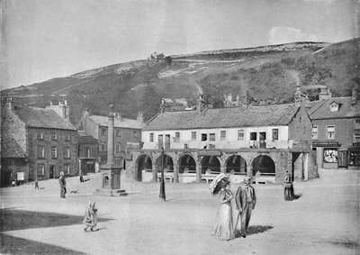 Oude Slachthuizen en Marktplein, Settle, ca. 1896 door Anthony Horner