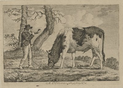Herder met koe door Anthony Oberman