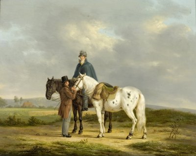 Twee ruiters in een landschap door Anthony Oberman