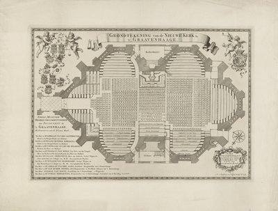 Plattegrond van de Nieuwe Kerk te Den Haag door Anthony Stechwey