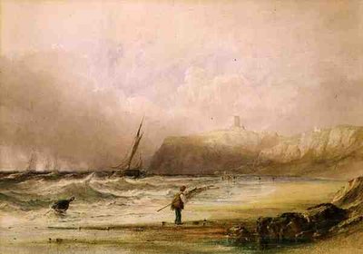 Een Winderige Dag in Scarborough door Anthony Vandyke Copley Fielding
