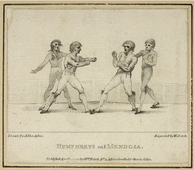 Humphreys en Mendoza (gegraveerd door William Birch, gepubliceerd in 1792) door Anthony van (after) Assen