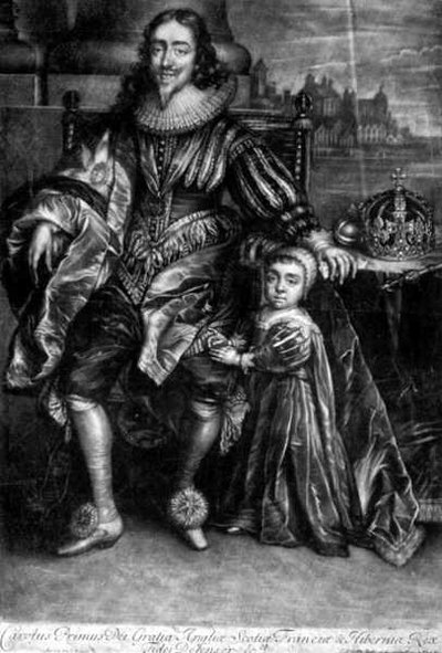 Karel I (1600-49) met een zoon door Anthony van (after) Dyck
