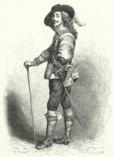 Karel I, koning van Engeland, Schotland en Ierland (gravure) door Anthony van (after) Dyck