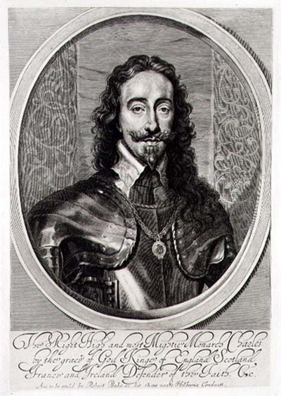 Portret van Charles I (1600-49) gegraveerd door William Faithorne (1616-91) 1658 door Anthony van (after) Dyck