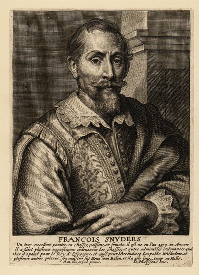 Portret van Frans Snyders, Vlaamse schilder van dieren, jachtscènes, marktscènes en stillevens door Anthony van (after) Dyck