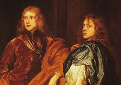 Portret van twee jonge mannen door Anthony van (after) Dyck
