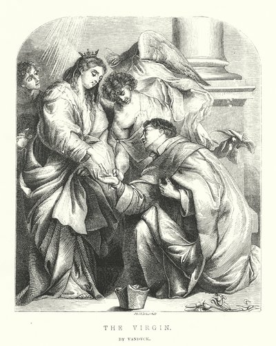 Het visioen van de zalige Hermann Joseph (gravure) door Anthony van (after) Dyck