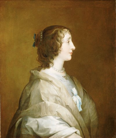 Henrietta Maria (1609-1669), c.1638 door Anthony van (studio of) Dyck