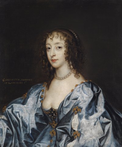 Henriette Marie de France - Portret van koningin Henrietta Maria van Frankrijk (1609-1669) door Anthony van (studio of) Dyck