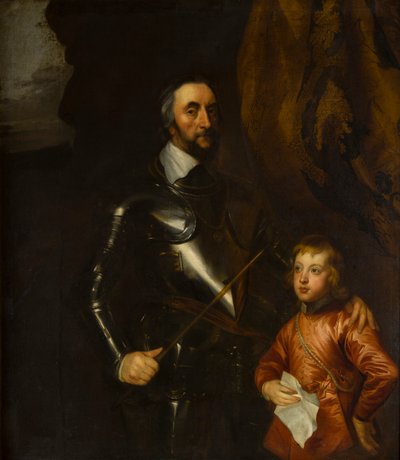 Portret van Thomas, de graaf van Arundel met een van zijn kleinzonen door Anthony van (studio of) Dyck