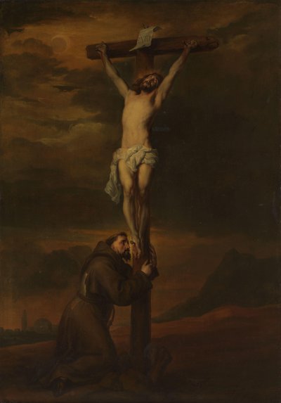 Sint Franciscus treurend aan de voet van het kruis door Anthony van Dyck (possibly copy after)