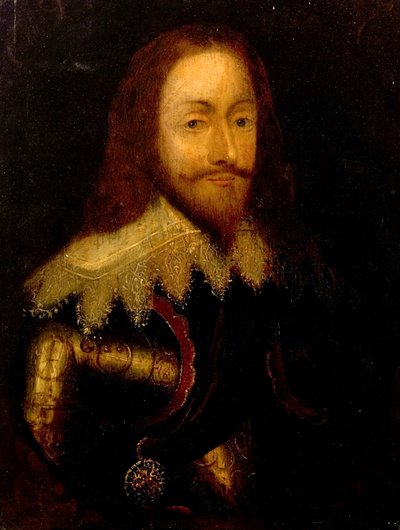 Karel I, in Wapenrusting met de Orde van de Distel door Anthony van Dyck