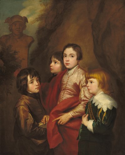 Groep van vier jongens, waarschijnlijk midden 17e eeuw door Anthony van Dyck