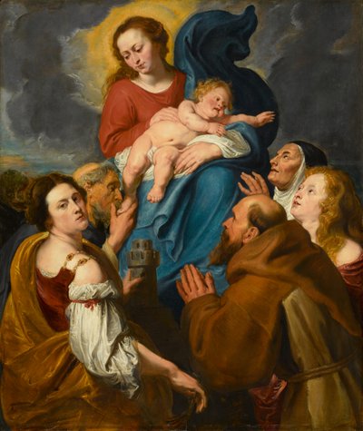 Madonna en kind met vijf heiligen door Anthony van Dyck