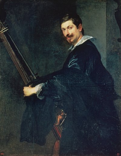 Man met een luit, portret van de muzikant Jacob Gaultier, een luitspeler aan het Engelse hof door Anthony van Dyck