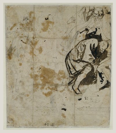 Gedeeltelijke Studie van de Graflegging (verso) (1617-18) door Anthony van Dyck