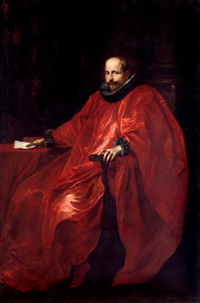 Portret van Agostino Pallavicino in ambassadeurskleding bij paus Gregorius XV door Anthony van Dyck