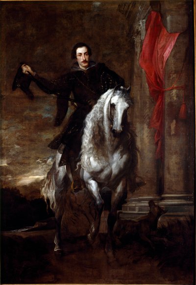 Portret van Anton Giulio Brignole Sale te paard door Anthony van Dyck