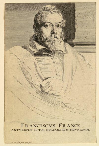 Portret van Frans Francken, uit de Icones Principum Virorum door Anthony van Dyck