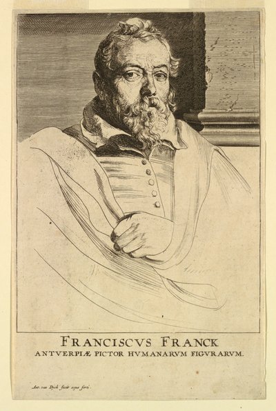 Portret van Frans Francken, uit de Icones Principum Virorum door Anthony van Dyck