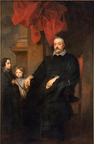 Portret van Genuese edelen met twee jonge meisjes door Anthony van Dyck