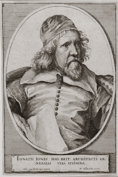 Portret van Inigo Jones (1573-1652) gegraveerd door Wenceslaus Hollar door Anthony van Dyck