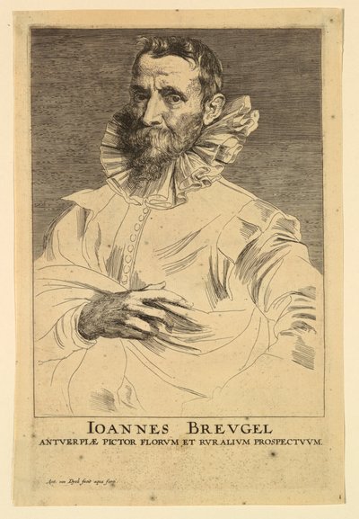 Portret van Jan Brueghel de Oude, uit de Icones Principum Virorum door Anthony van Dyck