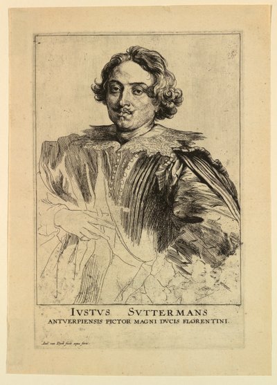 Portret van Justus Sustermans, uit de Icones Principum Virorum door Anthony van Dyck