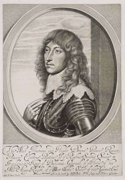 Portret van Prins Rupert (1619-82) Graaf Palatijn van de Rijn en Hertog van Beieren, gegraveerd door William Faithorne (1616-91) door Anthony van Dyck