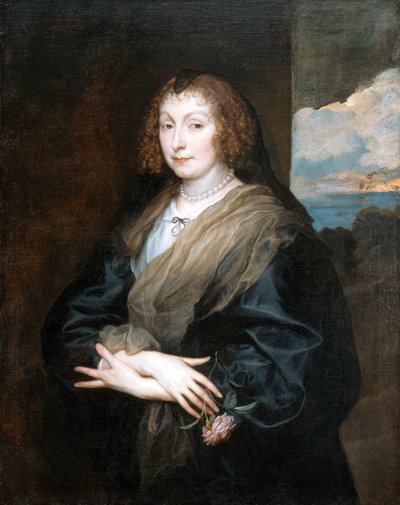 Portret van een vrouw met een roos, tussen 1635 en 1639 door Anthony van Dyck