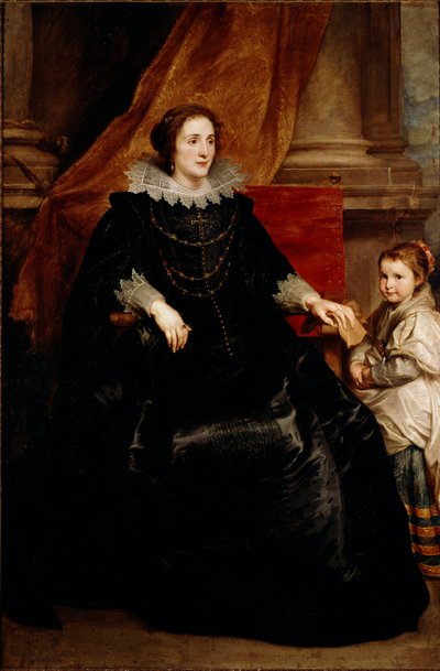 Portret van een voorname dame en haar dochter. Schilderij door Antoine Van Dyck door Anthony van Dyck