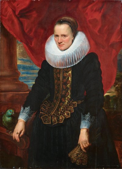 Portret van een vrouw met een grote kraag door Anthony van Dyck