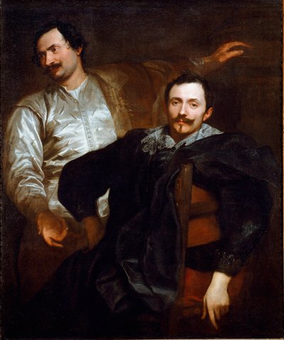 Portret van de schilders Lucas (1591-1661) en Cornelis (1592-1669) door Wael door Anthony van Dyck