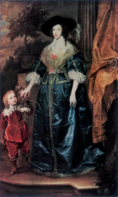 Koningin Henrietta Maria en haar dwerg Sir Jeffrey Hudson, ca. 1633, 1927 door Anthony van Dyck
