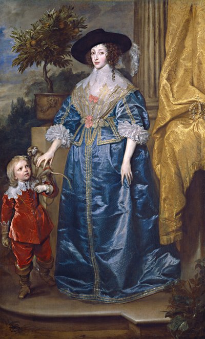 Koningin Henrietta Maria met Sir Jeffrey Hudson door Anthony van Dyck