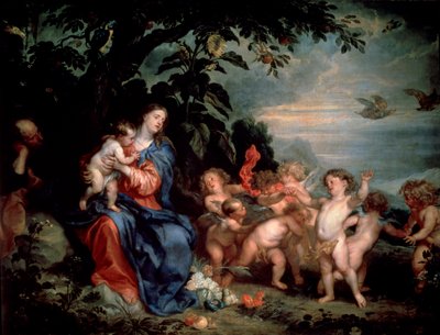 Rust tijdens de vlucht naar Egypte Maagd met patrijzen door Anthony van Dyck