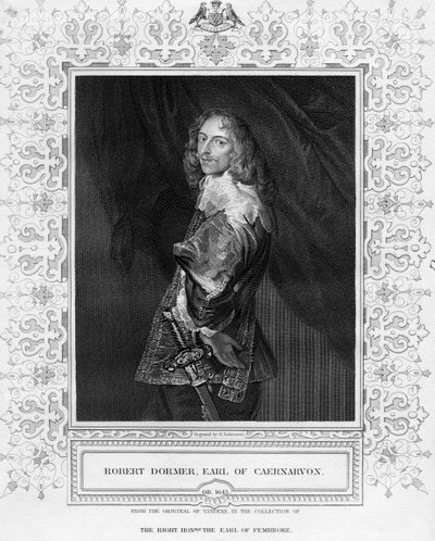 Robert Dormer, Graaf van Caernarvon, prent gemaakt door H. Robinson, illustratie uit 