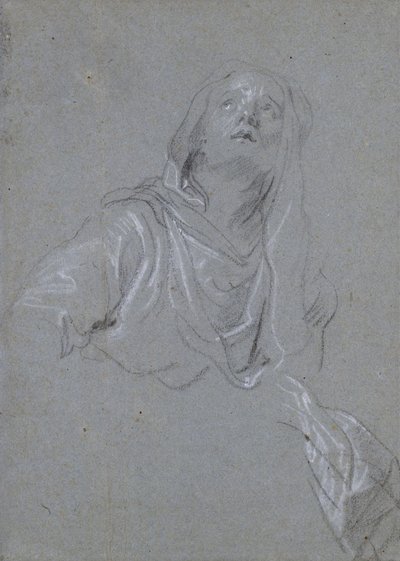 Studie van een omhoog kijkende Madonna door Anthony van Dyck