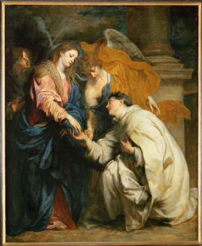 De mystieke verloving van de zalig verklaarde Hermann Joseph met de Maagd Maria (olieverf op doek) door Anthony van Dyck