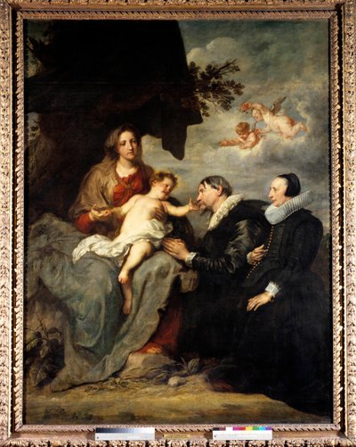 De Maagd met het kind aan de schenkers door Anthony van Dyck