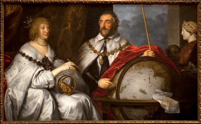Thomas Howard Graaf Arundel (1586-1646) en zijn vrouw Alathea Talbot (1586-1654) of het portret van Madagaskar. Man ontwerpt het eiland Madagaskar op een globe door Anthony van Dyck