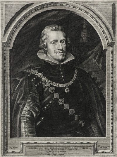Filips IV, koning van Spanje, gegraveerd door Paulus Pontius, 1632 door Anthony van after Dyck