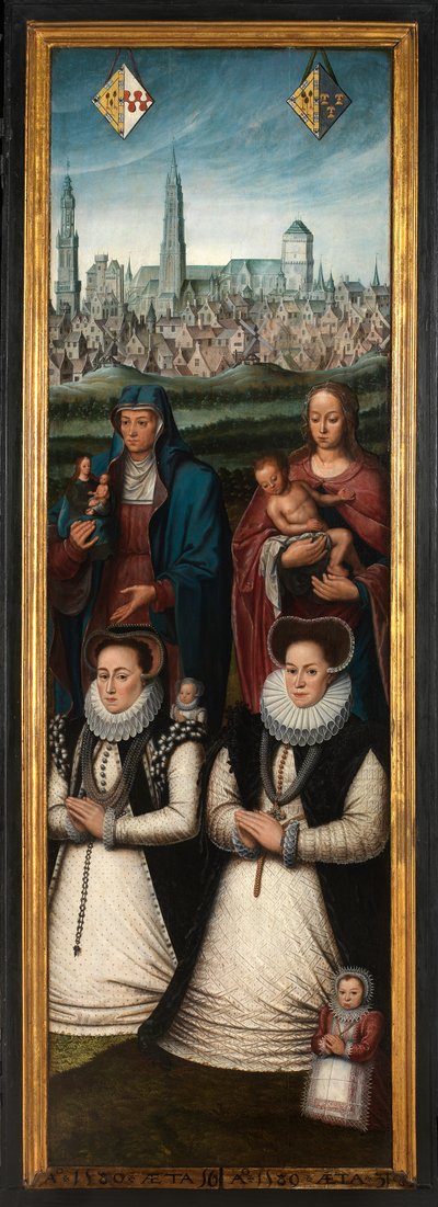 Portret van Juan Pardo II en zijn vrouwen Anna Ingenieulandt en Maria Anchemant (detail) door Anthuenis (1536 1613) Claeissins or Claeissens