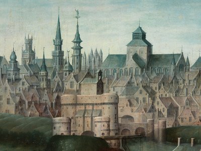 Portret van Juan Pardo II en zijn vrouwen Anna Ingenieulandt en Maria Anchemant (detail) door Anthuenis (1536 1613) Claeissins or Claeissens