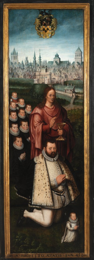 Portret van Juan Pardo II en zijn vrouwen Anna Ingenieulandt en Maria Anchemant door Anthuenis (1536 1613) Claeissins or Claeissens