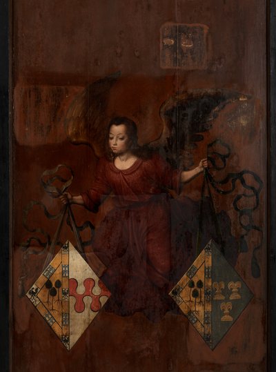 Keerzijde van Portret van Juan Pardo II en zijn vrouwen Anna Ingenieulandt en Maria Anchemant door Anthuenis (1536 1613) Claeissins or Claeissens