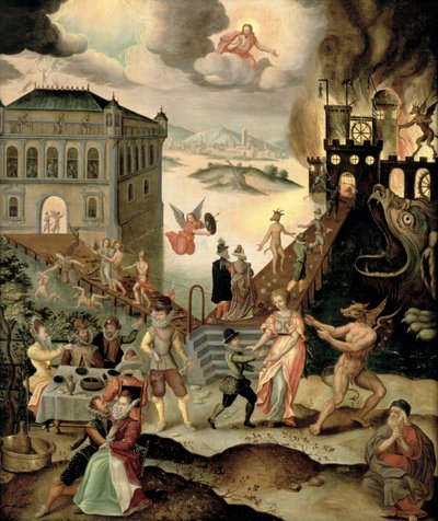 Allegorie van ondeugd en deugd door Anthuenis Claeissins or Claeissens